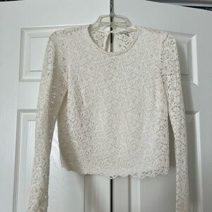 Aritzia Elegant Lace Long Sleeve Blouse - Cream
